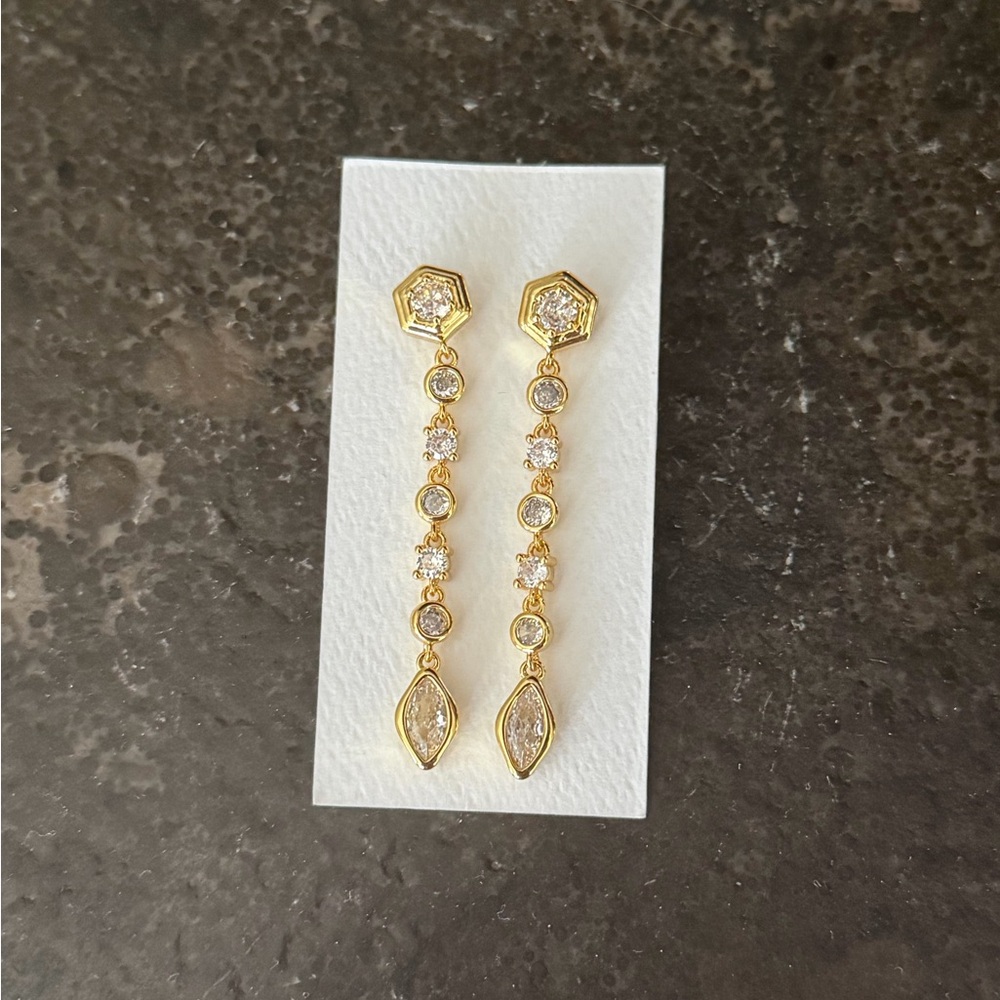 SHASHI Gold and Crystal Drop Earrings